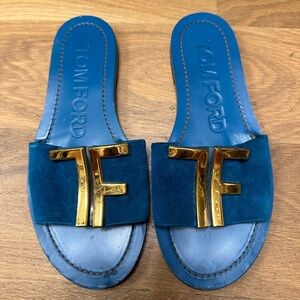TOM FORD TF Logo Sandals BLUE & GOLD 💙💛